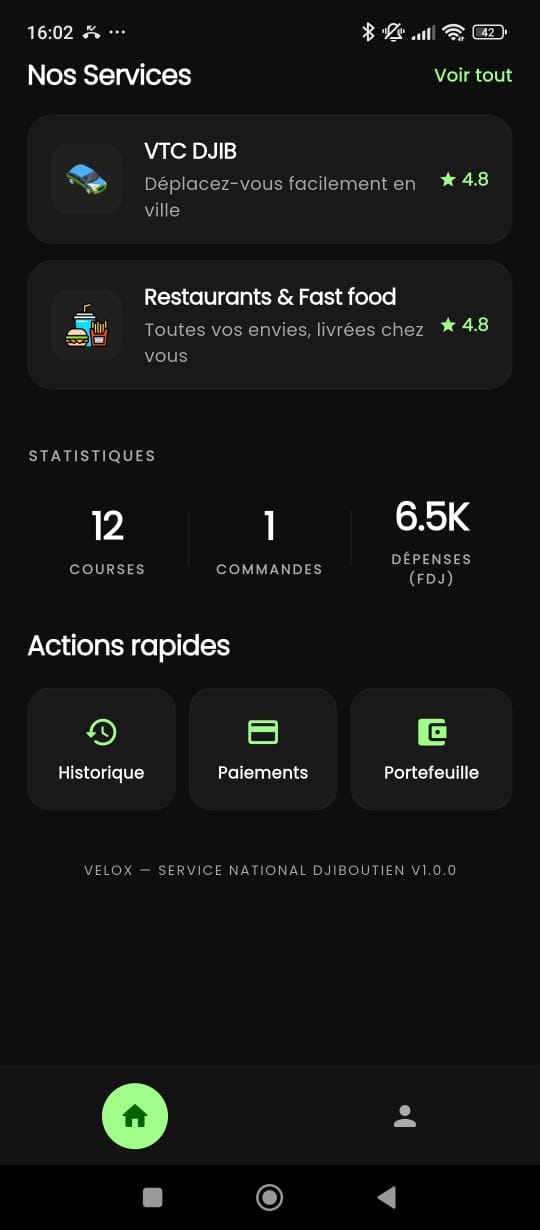 Tableau de bord des services Velox